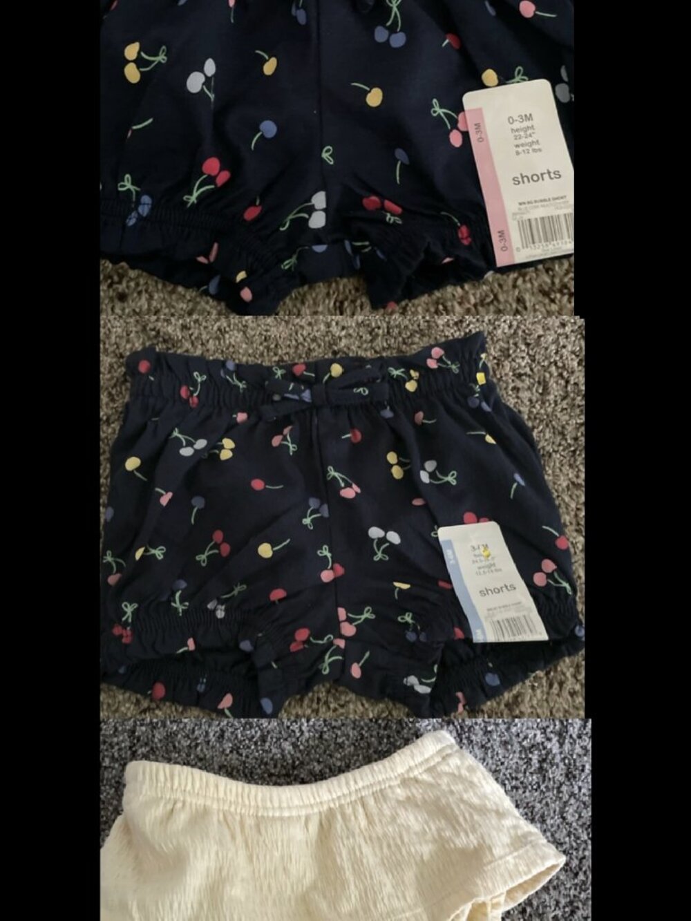 3 pieces Shorts baby Size 0-3m  3-6 m 3-6 m